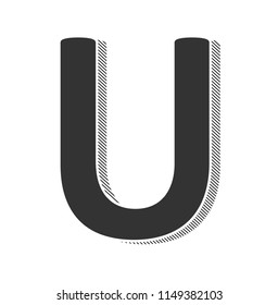 dark gray letter U with hatching