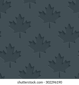 Dark gray maple leaves wallpaper. 3d seamless background. Vector EPS10.