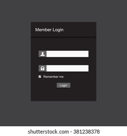 Dark gray member login design