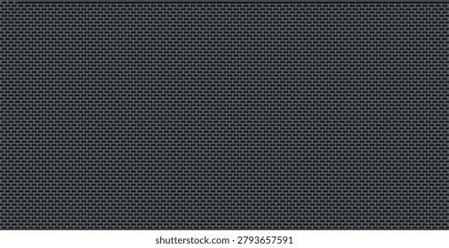 Dark gray metal mesh background; small rectangular perforations forming grid pattern; industrial and modern texture wallpaper.