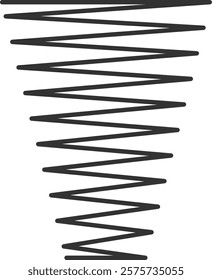 Dark gray metal spiral spring forming a cone shape, representing concepts such as flexibility, elasticity, industry, mechanics, physics, and potential energy