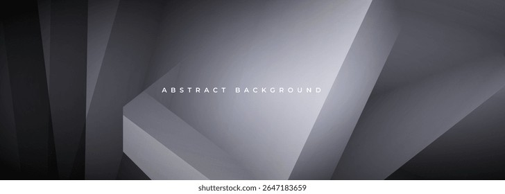 Fundo de bandeira abstrato moderno cinza escuro com diagonal 3D formas geométricas. Ilustração de vetor cinza escuro