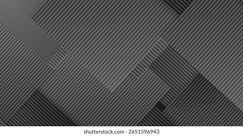 Quadrados com padrão cinza escuro dispostos em um layout sobreposto criam uma estética moderna visualmente interessante com uma composição monocromática dinâmica usando desenhos angulares em negrito