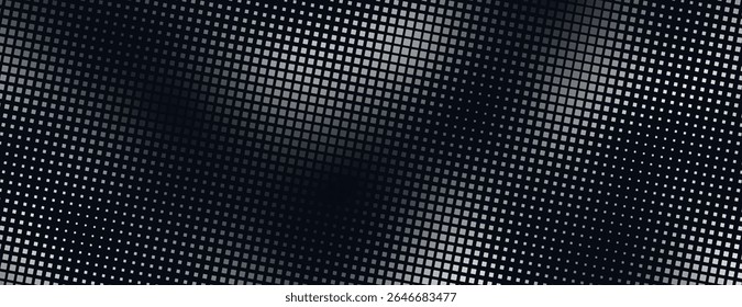 Dark gray, pixelated background with a grid texture. The background features a gradient of gray, creating a dynamic gray pattern. Minimal halftone dotted texture vector background