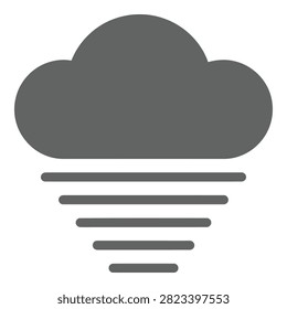 Dark gray rain cloud with falling rain, weather symbol, stormy weather icon