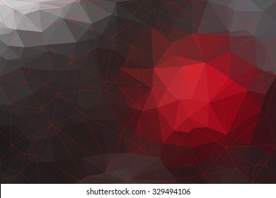 Dark Gray And Red Abstract Geometric Background Consisting Of Colored Triangles.