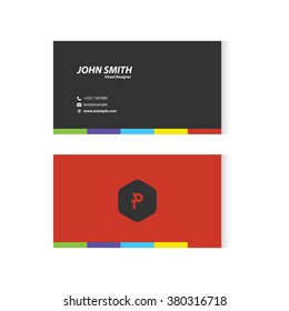 Dark gray and dark red business card with letter p