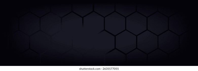 Dark gray and red horizontal hexagonal technology abstract vector background. red bright energy flashes under hexagon in futuristic modern technology wide banner. Dark gray honeycomb texture grid.