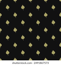 Dark gray seamless floral pattern. Autumn background with pale green fallen leaves. Viburnum opulus leaf. Vector illustration for printing on fabric, wallpaper, packaging, etc.