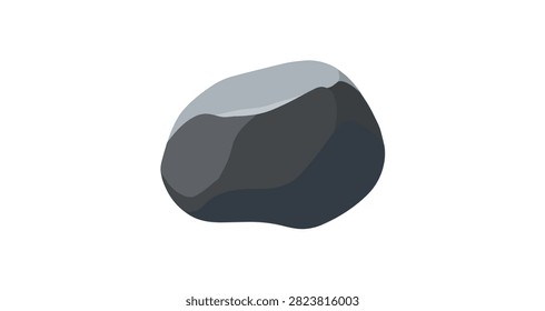 dark gray smooth stone with rounded natural shapes isolated on a white background perfect for natural and minimalist design