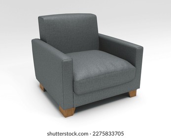 dark gray sofa rendered in studio with a white background