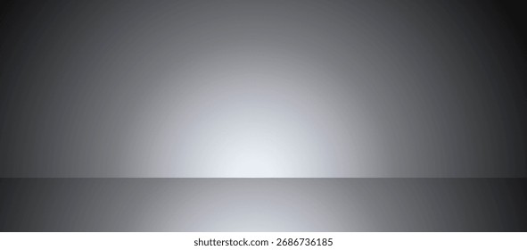 
A dark gray studio background with a central white light glow at the horizon line, creating a strong reflective floor plane.