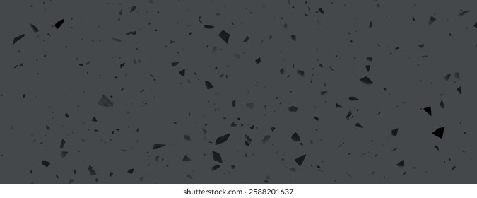 Dark gray terrazzo background, background with scattered black flecks, background with a smooth, speckled texture. Gray, gray. Minimal terrazzo pattern, speckled texture background vector