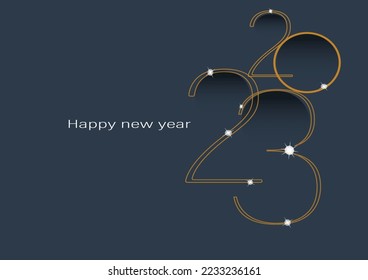 Dark gray  theme Happy New Year card with gold and white text