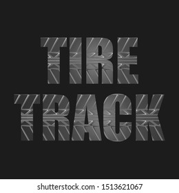 Dark gray tire track text background with outline path