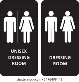 Dark gray unisex dressing room banners on a white background