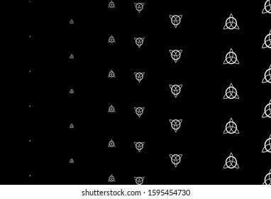 Dark Gray vector backdrop with mystery symbols. Colorful vintage illustration with gradient alchemy shapes. Background for esoteric, mystic designs.