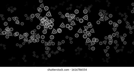 Dark Gray vector backdrop with mystery symbols. Retro design in abstract style with witchcraft forms. Simple base for your occult design.