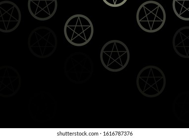 Dark Gray vector backdrop with mystery symbols. Colorful vintage illustration with gradient alchemy shapes. Best design halloween events.