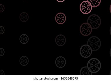 Dark Gray vector backdrop with mystery symbols. Colorful vintage illustration with gradient alchemy shapes. Design for magic, spiritual events.