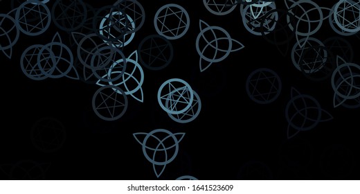 Dark Gray vector backdrop with mystery symbols. Colorful vintage illustration with gradient alchemy shapes. Background for esoteric, mystic designs.