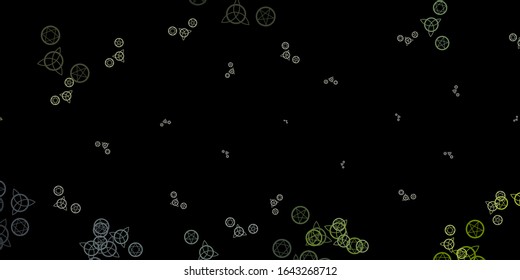 Dark Gray vector backdrop with mystery symbols. Colorful vintage illustration with gradient alchemy shapes. Background for esoteric, mystic designs.