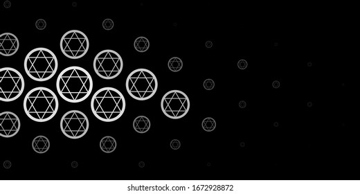 Dark Gray vector backdrop with mystery symbols. Abstract illustration with gothic gradient shapes. Best design halloween events.