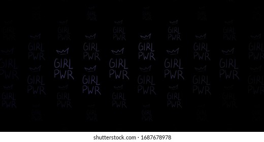 Dark Gray vector backdrop with woman's power symbols. Abstract illustration with a depiction of women's power. Best design to show the power of women.