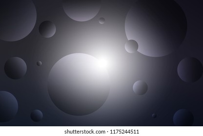 Dark Gray vector background with bubbles. Beautiful colored illustration with blurred circles in nature style. Pattern can be used for ads, leaflets.
