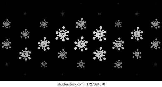 Fondo vectorial gris oscuro con símbolos covid-19. Diseño simple en estilo abstracto con formas de infección. Mejor diseño para eventos de cuarentena.