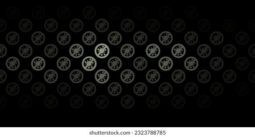 Dunkelgrauer Vektorhintergrund mit covid-19 Symbolen. Intelligente Illustration mit Kopfzeichen im dekorativen Stil. Bildschirmhintergrund für den Gesundheitsschutz.