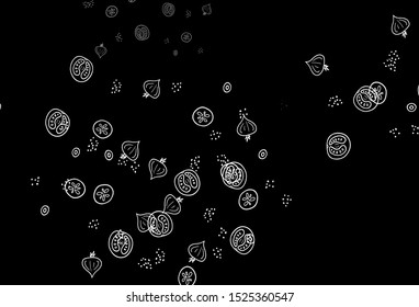 Dark Gray vector background with cuisine gourmet. Colorful decorative design of snacks in doodle style. Pattern for menu of cafes, bars, restaurants.