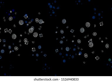 Dark Gray vector background with cuisine gourmet. Colorful decorative design of snacks in doodle style. Pattern for ad, booklets, leaflets of restaurants.