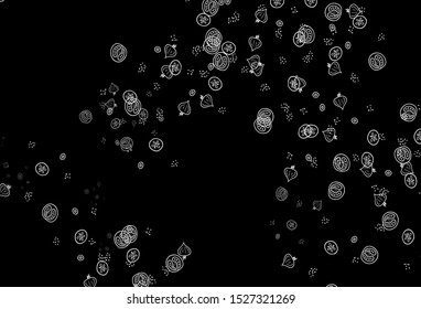 Dark Gray vector background with cuisine gourmet. Glitter abstract sketch with gourmet food. Design for ad, poster, banner of cafes or restaurants.