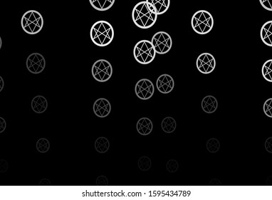 Dark Gray vector background with occult symbols. Colorful vintage illustration with gradient alchemy shapes. Simple design for occult depiction.