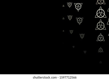 Dark Gray vector background with occult symbols. Illustration with magical signs of spiritual power. Simple base for your occult design.