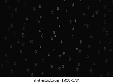 Dark Gray vector background with signs of currency. Shining colored illustration with currency signs. Pattern for financial, investment websites.