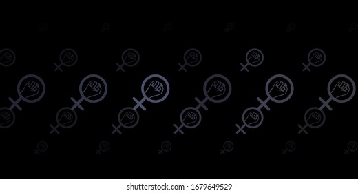 Dark Gray vector background with woman symbols. Colorful feminism symbols with a gradient in modern style. Best design to show the power of women.