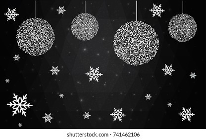 Dark Gray vector christmas postcard low polygon background. Illustration consisting of triangles. Abstract triangular polygonal origami or crystal design of New Year celebration.