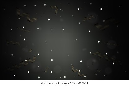 Dark Gray vector cover with happy holiday ribbons. Blurred decorative design in anniversary style with confetti. New design for ad, poster, banner of your Party.