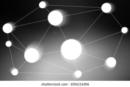 Dark Gray vector cover with spots, lines. Glitter abstract illustration with connection of triangle structure. Pattern can be used for beautiful websites.
