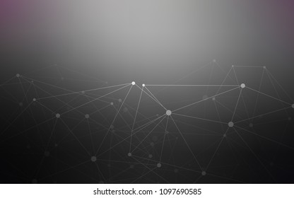 Dark Gray vector cover with spots, lines. Glitter abstract illustration with connection of triangle structure. Pattern can be used for futuristic ad, booklets.