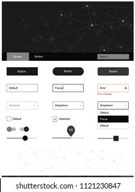 Dark Gray vector design ui kit with mosaic, circles. Style guide in polygonal style with triangles, circles. This sample is for your landing page.