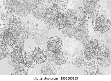 Dark Gray vector doodle layout with leaves. An elegant bright illustration with flowers. New template for your design.