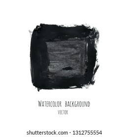 Dark gray vector ink watercolor hand painted texture background isolated on white. Abstract acrylic dry brush splash, strokes, stains, spots, blot, scribble, smudge. Black charcoal grunge drawing.