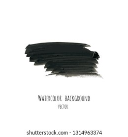 Dark gray vector ink watercolor hand painted texture background isolated on white. Abstract acrylic dry brush splash, strokes, stains, spots, blot, scribble, smudge. Black charcoal grunge drawing.