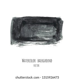 Dark gray vector ink watercolor hand painted texture background isolated on white. Abstract acrylic dry brush splash, strokes, stains, spots, blot, scribble, smudge. Black charcoal grunge drawing.
