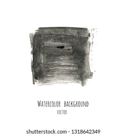 Dark gray vector ink watercolor hand painted texture background isolated on white. Abstract acrylic dry brush splash, strokes, stains, spots, blot, scribble, smudge. Black charcoal grunge drawing.