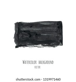 Dark gray vector ink watercolor hand painted texture background isolated on white. Abstract acrylic dry brush splash, strokes, stains, spots, blot, scribble, smudge. Black charcoal grunge drawing.