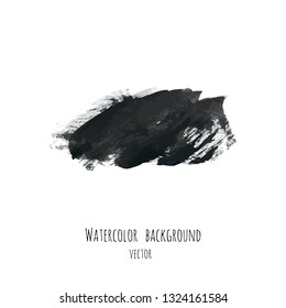 Dark gray vector ink watercolor hand painted texture background isolated on white. Abstract acrylic dry brush splash, strokes, stains, spots, blot, scribble, smudge. Black charcoal grunge drawing.